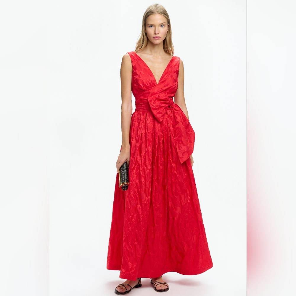 $3,000 CH CAROLINA HERRERA BLUE BROCADE GOWN S - Picture 15 of 15